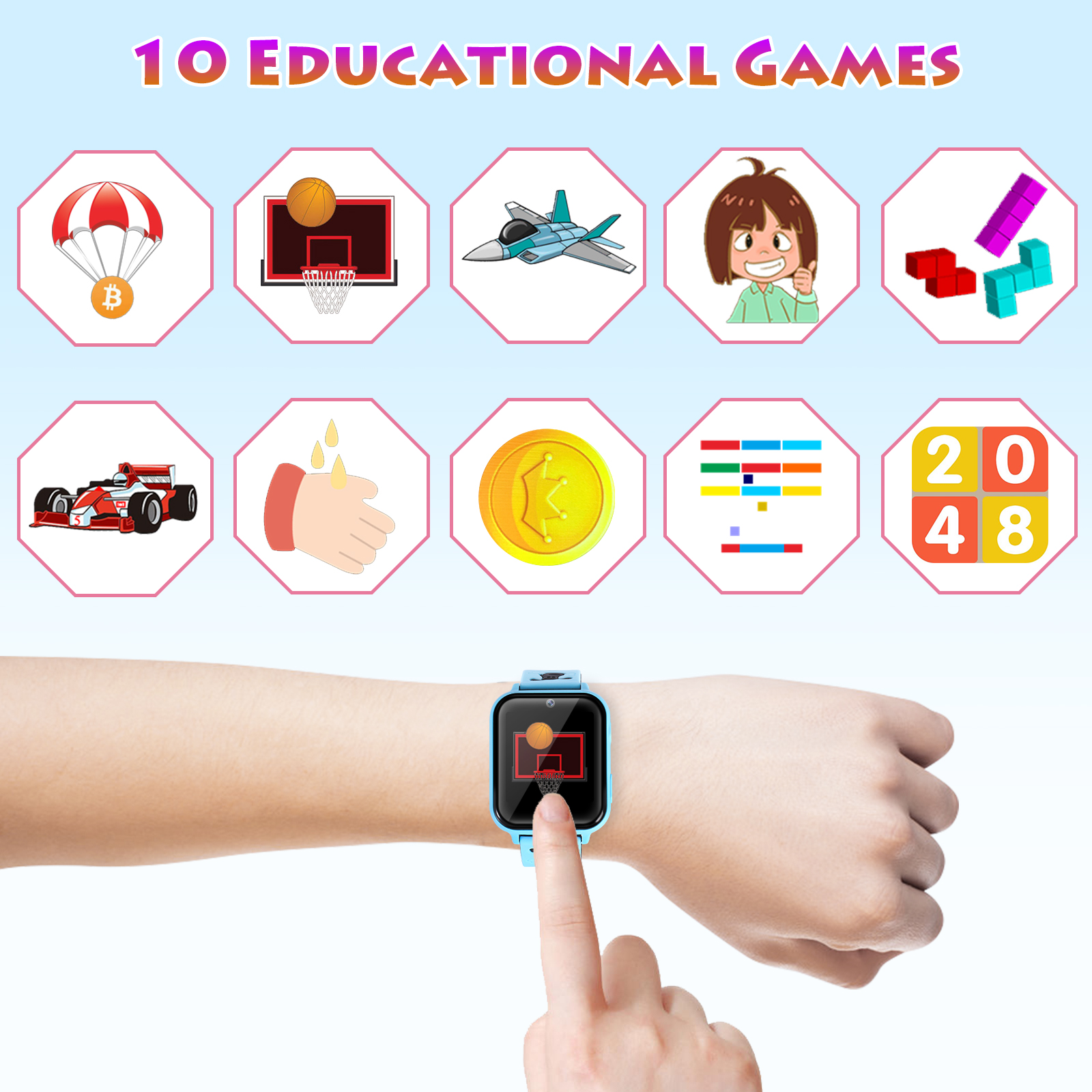 Montre Connectée Enfant pour Garçons Filles - Lecteur de Musique Caméra SOS Alarme Calculatrice Poignet - Photo 24 sur 32