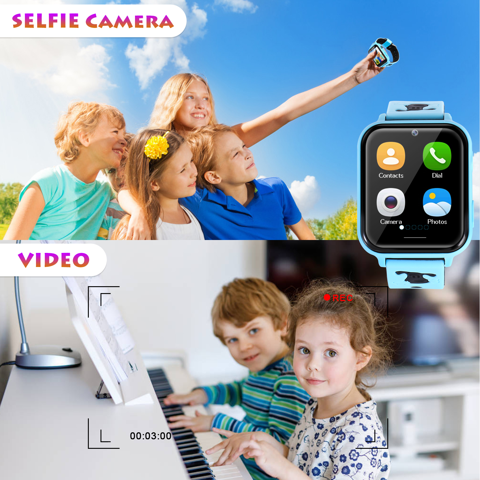 Montre Connectée Enfant pour Garçons Filles - Lecteur de Musique Caméra SOS Alarme Calculatrice Poignet - Photo 26 sur 32