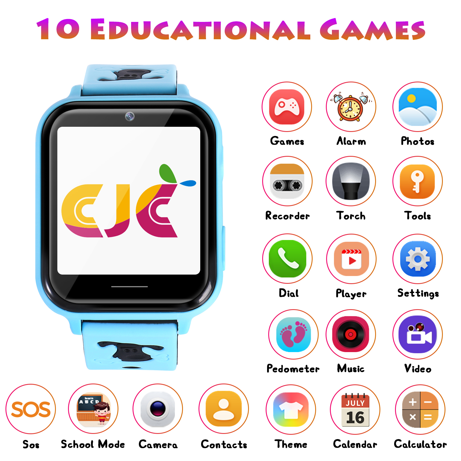 Montre Connectée Enfant pour Garçons Filles - Lecteur de Musique Caméra SOS Alarme Calculatrice Poignet - Photo 28 sur 32