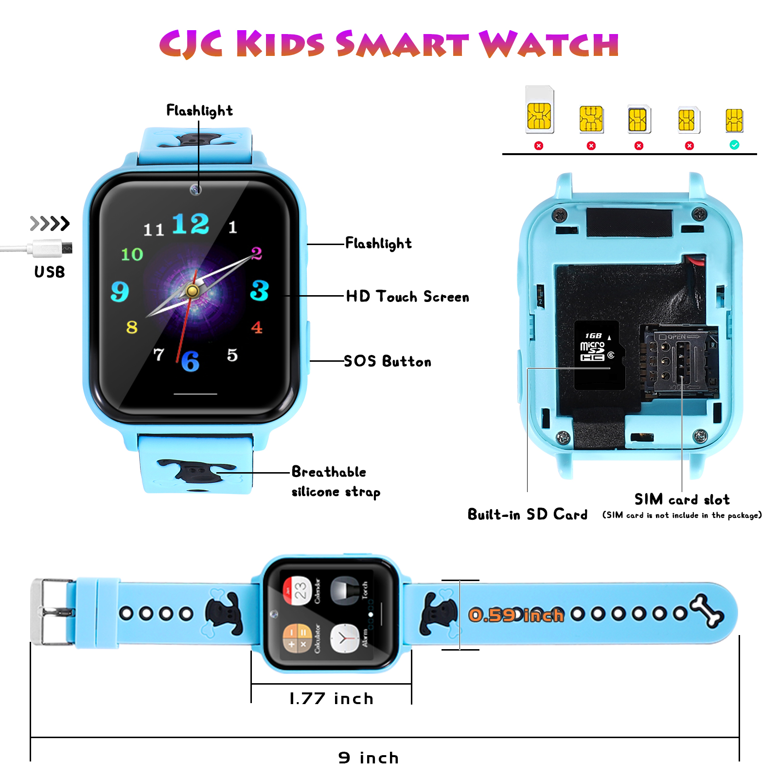 Montre Connectée Enfant pour Garçons Filles - Lecteur de Musique Caméra SOS Alarme Calculatrice Poignet - Photo 29 sur 32