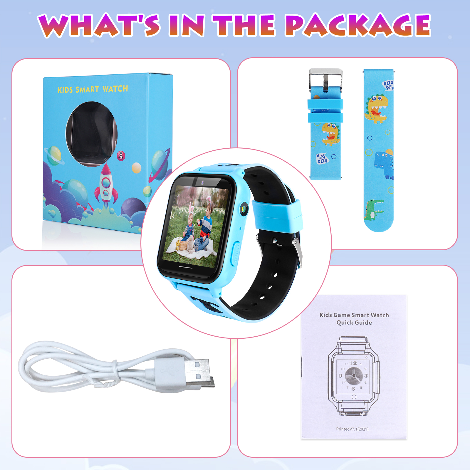Montre Connectée Enfant pour Garçons Filles - Lecteur de Musique Caméra SOS Alarme Calculatrice Poignet - Photo 30 sur 32