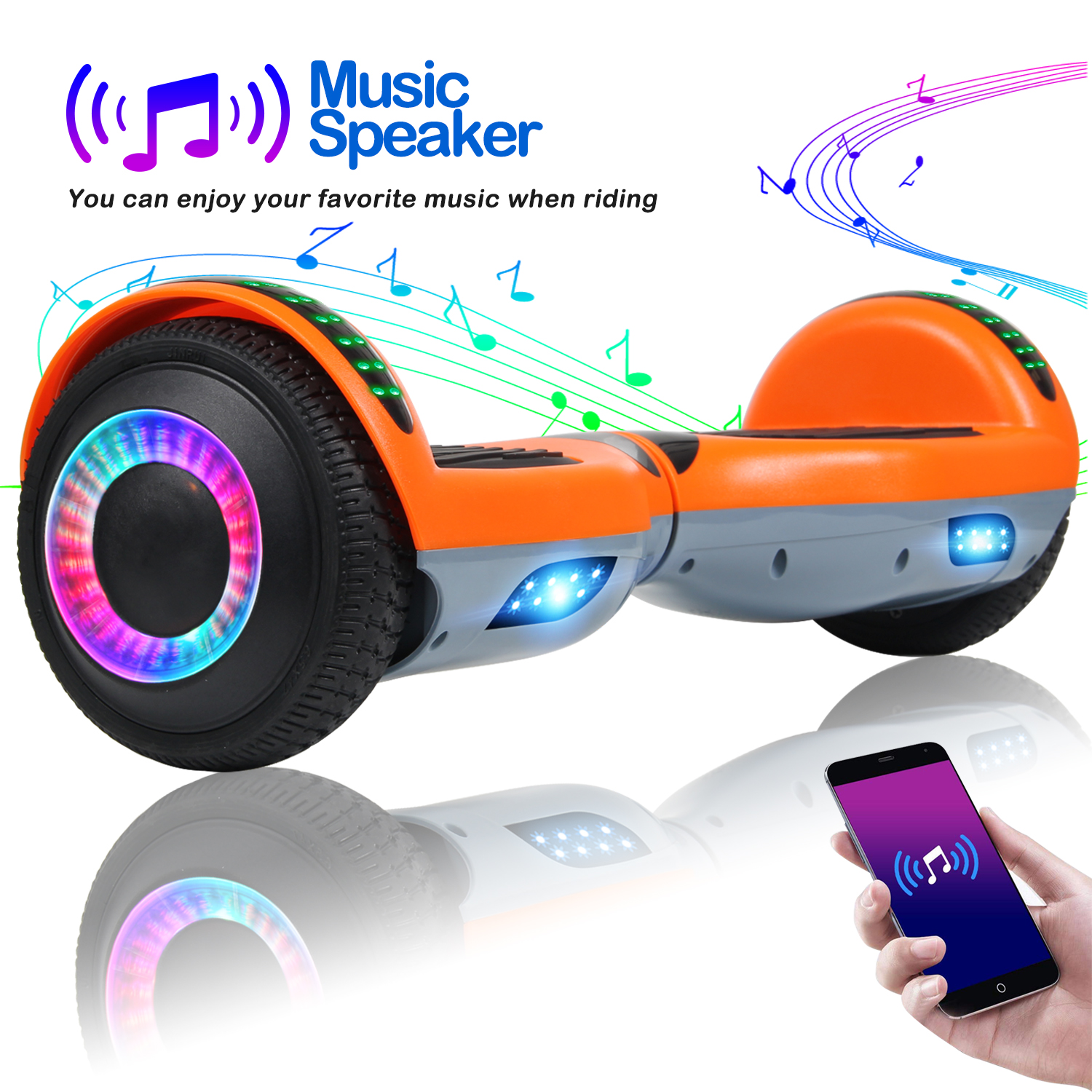6.5" Bluetooth Hoverboard Electric Self Balancing Scooter LED Light UL2272 nobag 