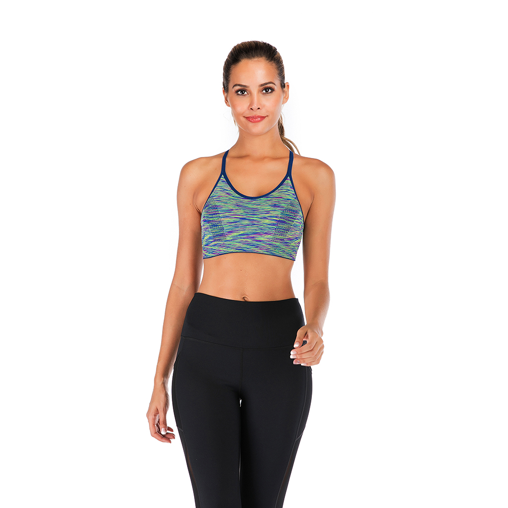 Women's Removable pad Sports Bra Seamless High Impact Running Yoga Stretch Bra - Picture 23 of 192