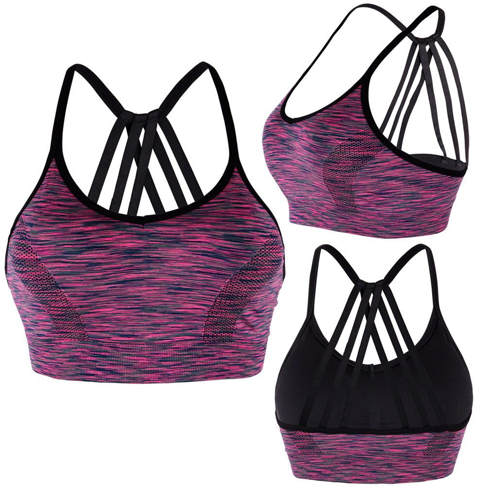 Women's Removable pad Sports Bra Seamless High Impact Running Yoga Stretch Bra - Picture 30 of 192
