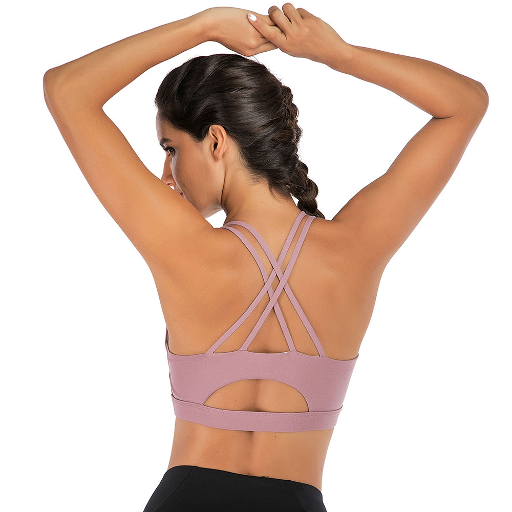 Women's Removable pad Sports Bra Seamless High Impact Running Yoga Stretch Bra - Picture 94 of 192