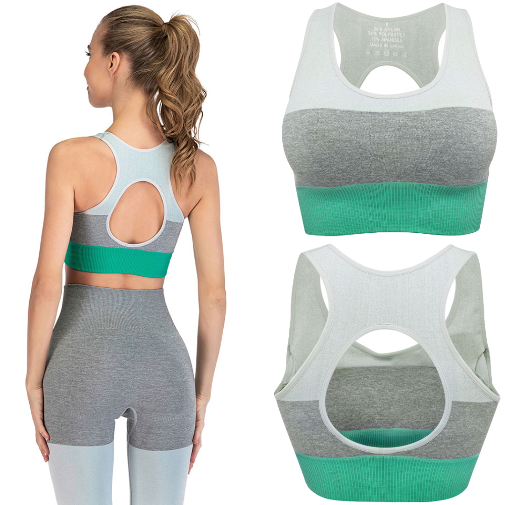 Women's Removable pad Sports Bra Seamless High Impact Running Yoga Stretch Bra - Picture 125 of 192