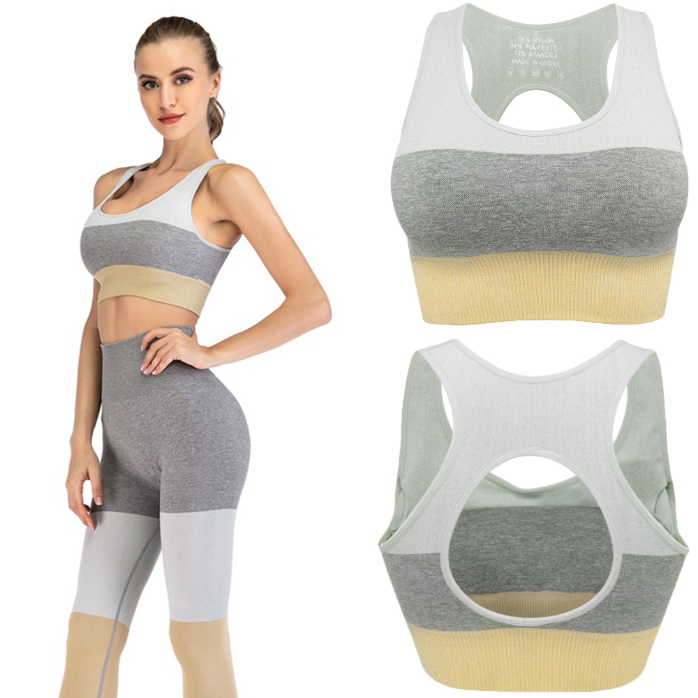 Women's Removable pad Sports Bra Seamless High Impact Running Yoga Stretch Bra - Picture 128 of 192