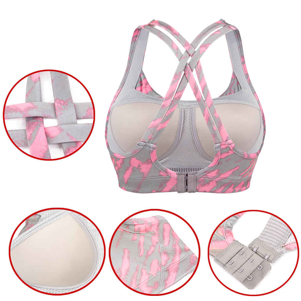 Women's Removable pad Sports Bra Seamless High Impact Running Yoga Stretch Bra - Picture 192 of 192