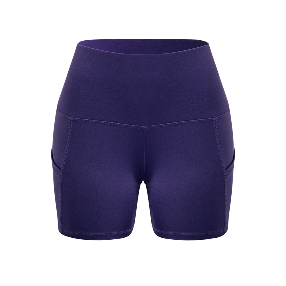 Ladies High-rise Two Side Pockets Workout Yoga Shorts Tummy