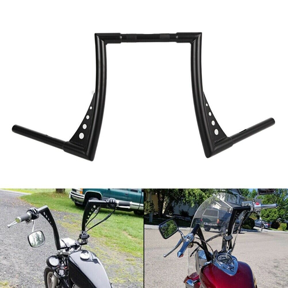 Gloss Black 14 Inch Rise 1-1/4'' Batwing Ape Hangers Handlebar Compatible  With Harley Softail FLST FXST Sportster XL 883 1200 Touring Road Glide+Road