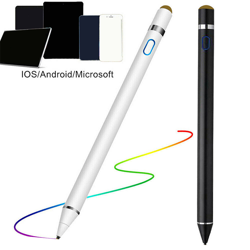 Rechargeable Capacitive Touch Screen Pen Stylus for iPhone iPad iPod Lg Black Stainless Steel Touch-up Pen