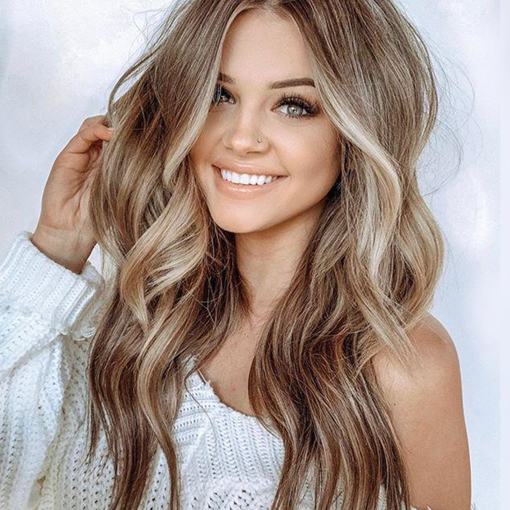 Fashion Women S Long Curly Wigs Brown Gold Blonde Wavy Hair Ombre