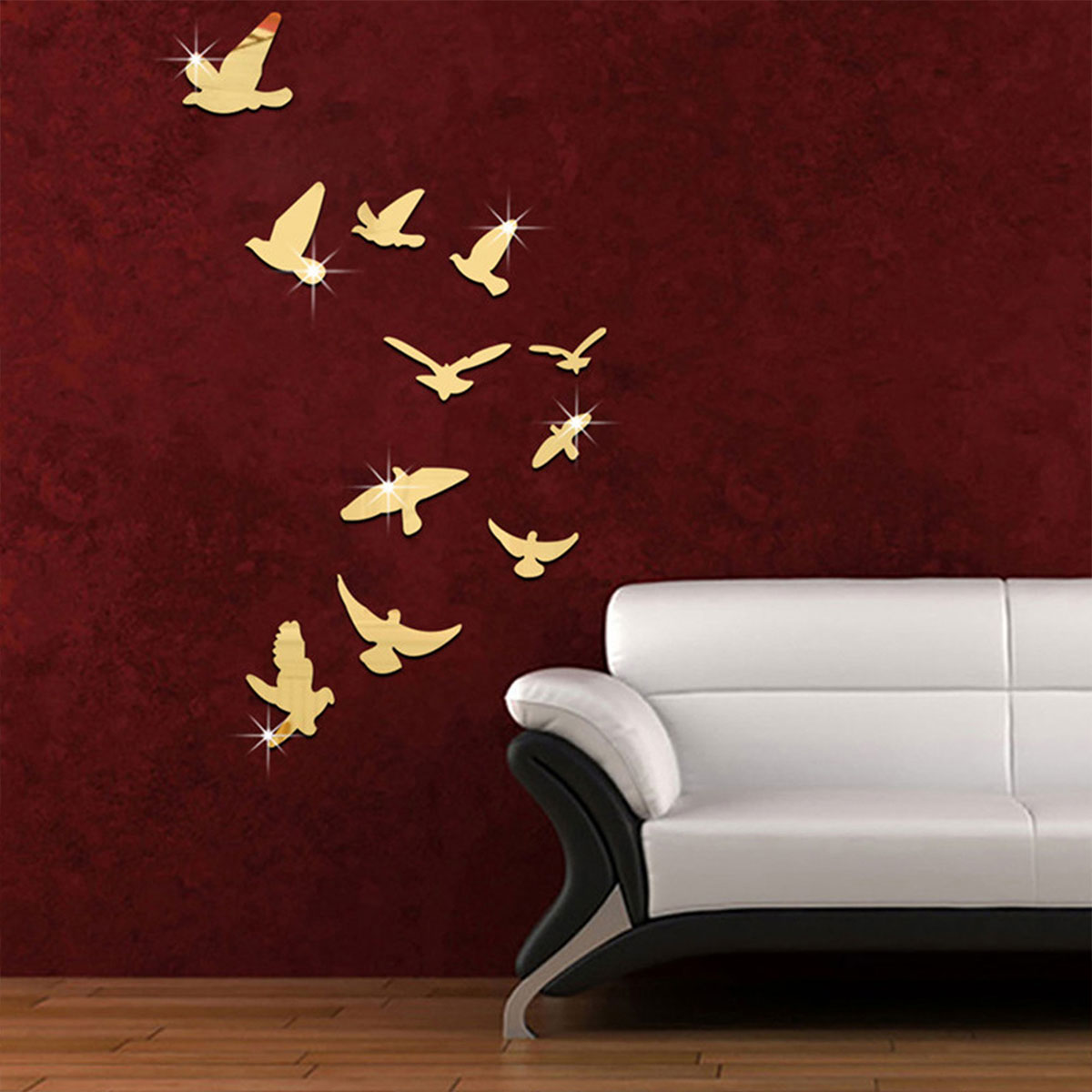 Flying Bird 3d Mirror Wall Stickers Diy Decal Art Design