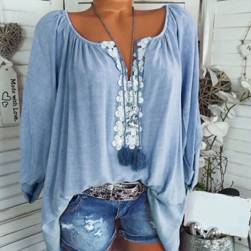 Womens Summer Plain Loose Shirt Tops 