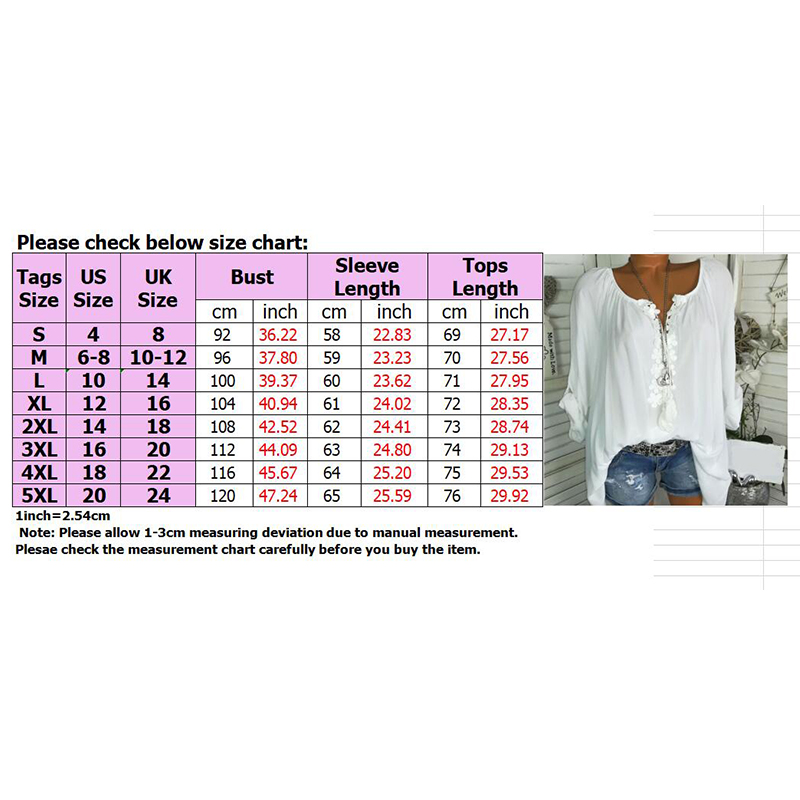Summer Boho Womens Plain Tops Blouse Ladies Long Sleeve T-Shirt Plus Size 6-22