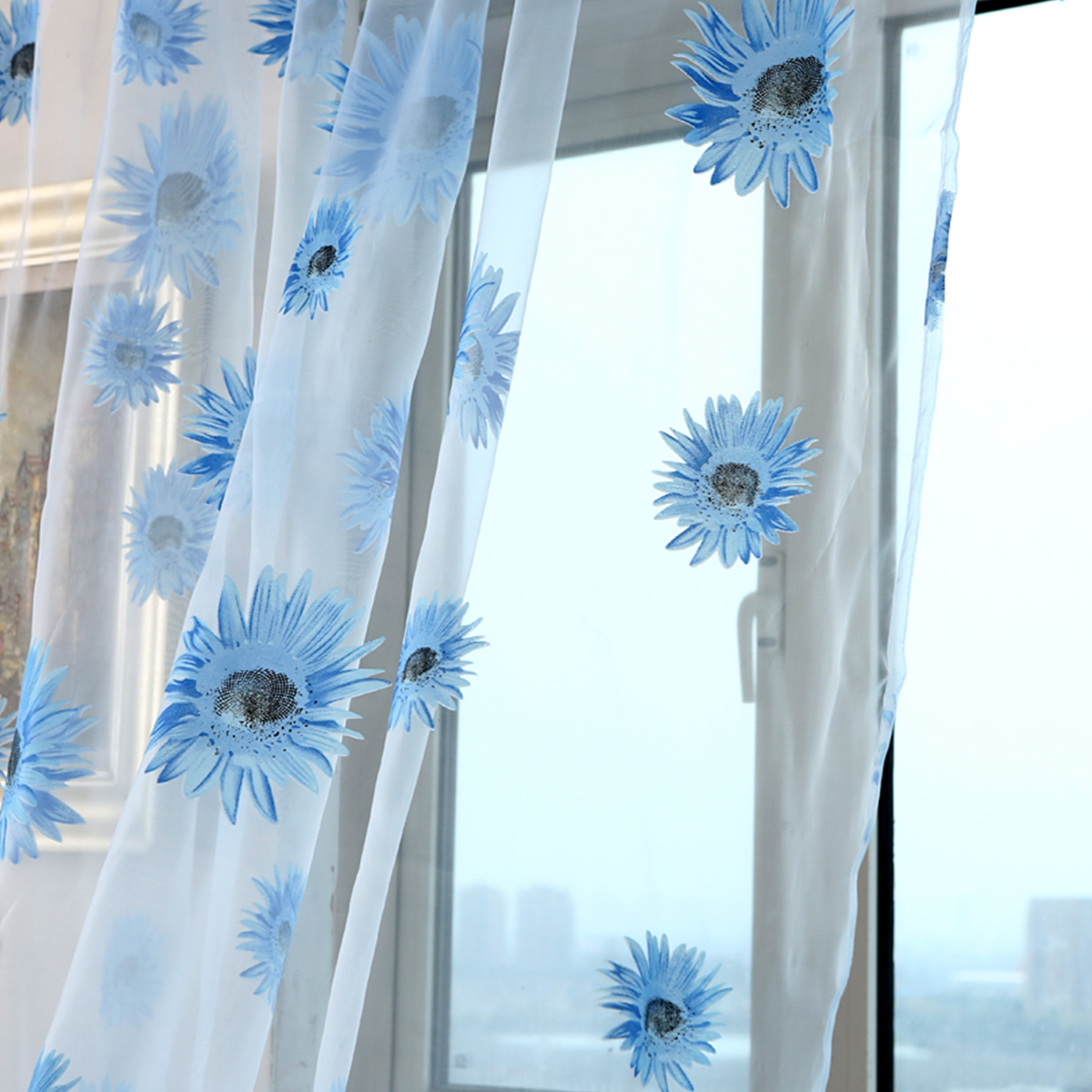 Sun Flower Net & Voile Screening Window Curtains Sheer ...