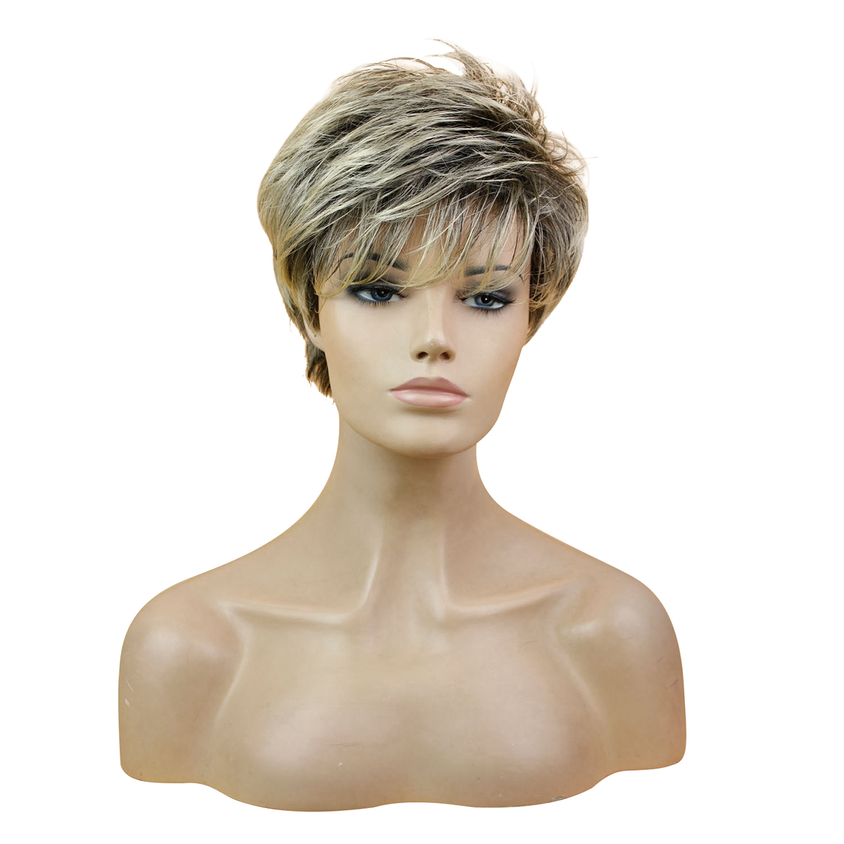 Lady Boy Cut Short Layered Pixie Wigs Straight Full Synthetic BOB Wig