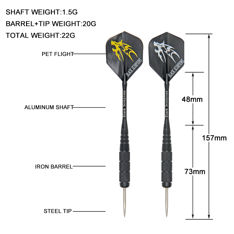 6pcs 22g Tip Darts Target Shafts Steel Needle Flights Aluminium Dart Games Set 