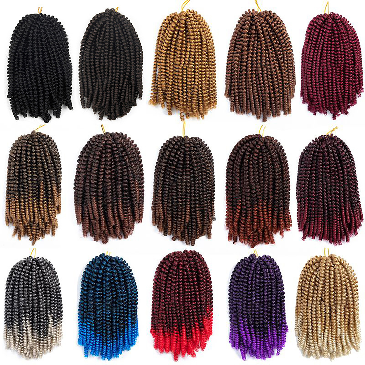 8 Kinky Arfo Bomb Synthetic Braiding Hair Spring Twist Ombre