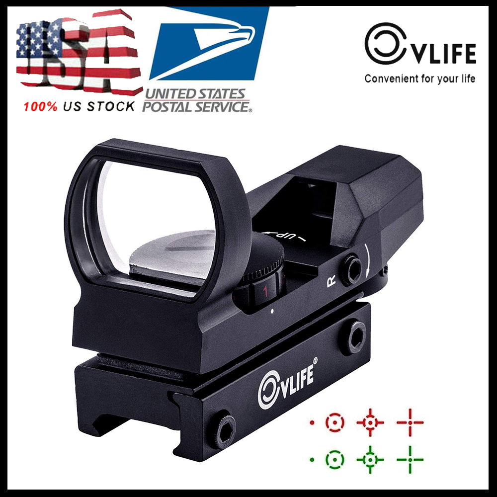Tactical 1X33 Holographic Red Green 4 Reticles Reflex Dot Sight 20mm Rail Mount 