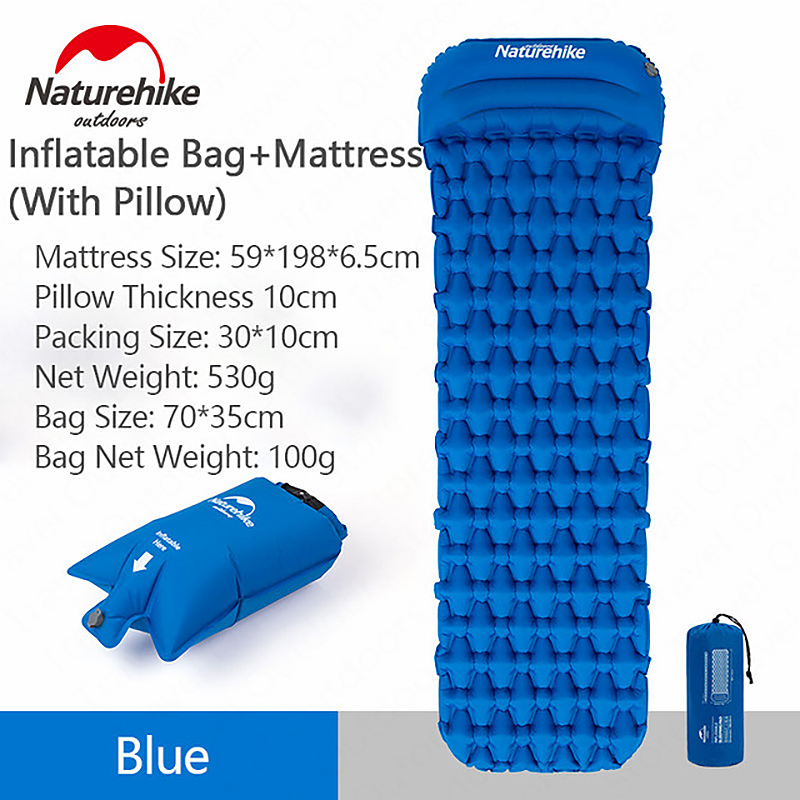 Ultralight Portable Air Bed Inflatable Sleeping Mattress Camping Mat With Pillow 