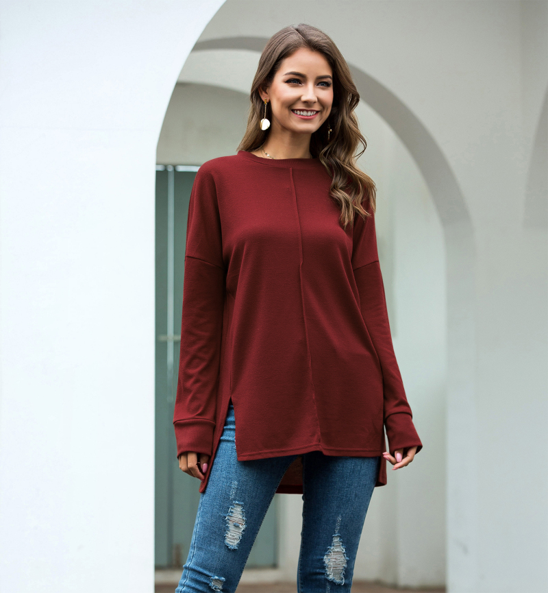 Womens Casual T-Shirt Long Sleeve Tunic Top V-Neck Jumper Tops Cotton Autumn Tee Shirts Sweatshirt