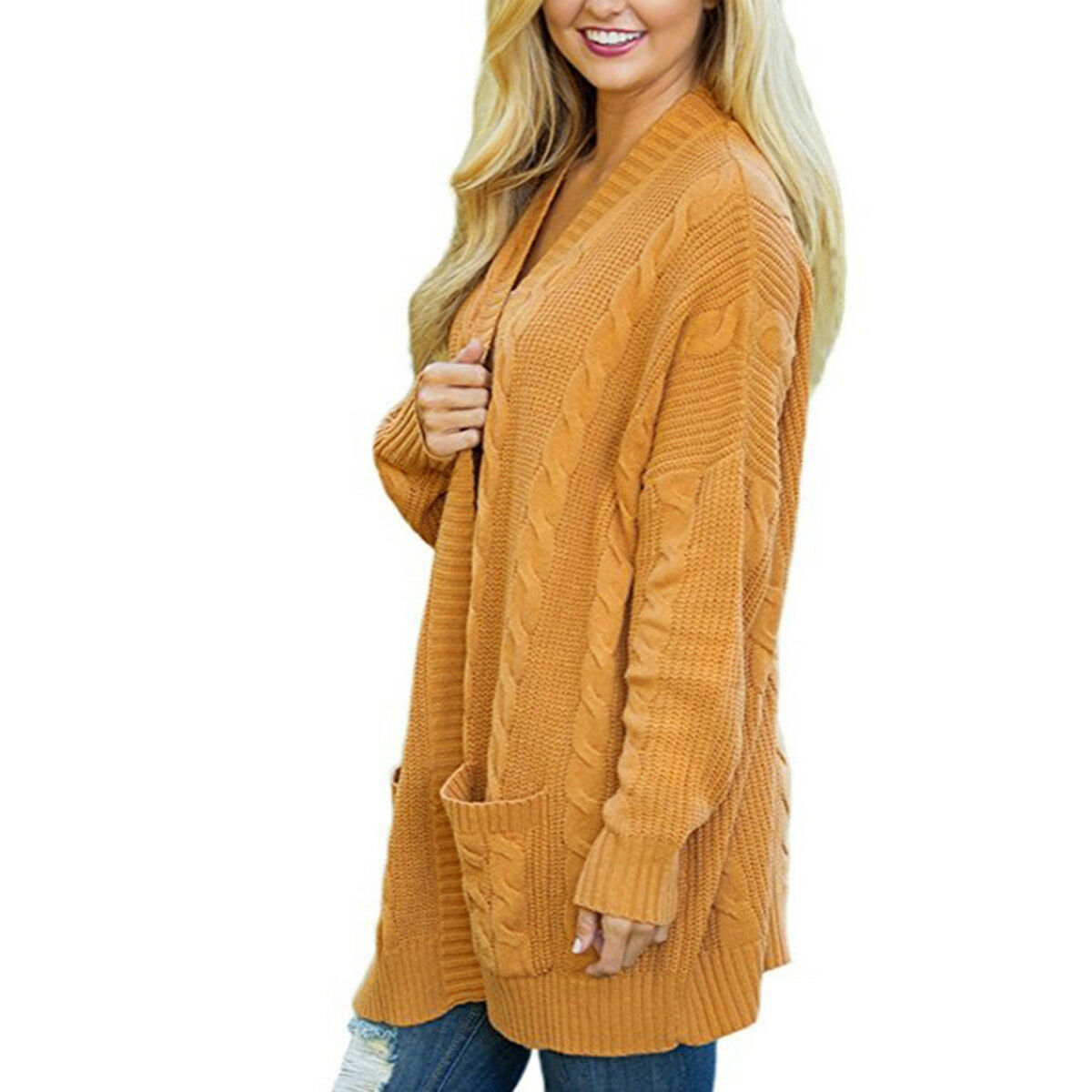 Women Plus Size Long Oversized Knit Sweater Knitwear Cardigan Outwear