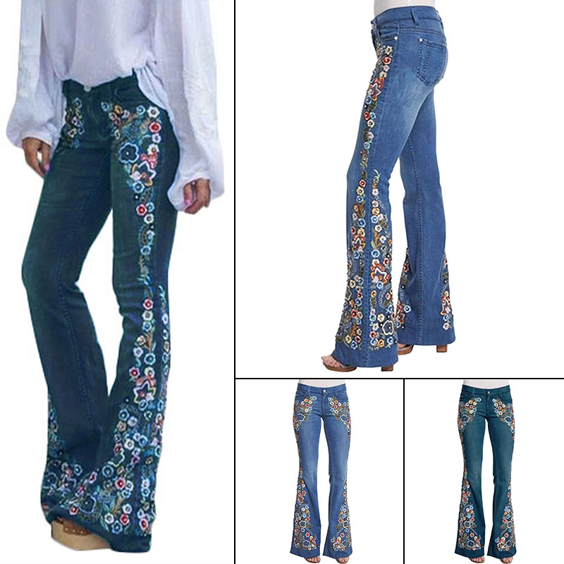embroidered jeans flare