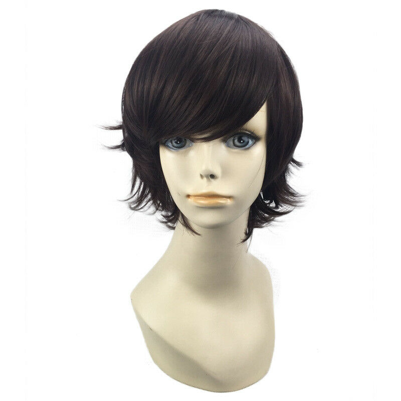 Hot Pixie Cosplay Anime Short Wig Black Brown Straight Unisex Full Wigs Free Cap Ebay