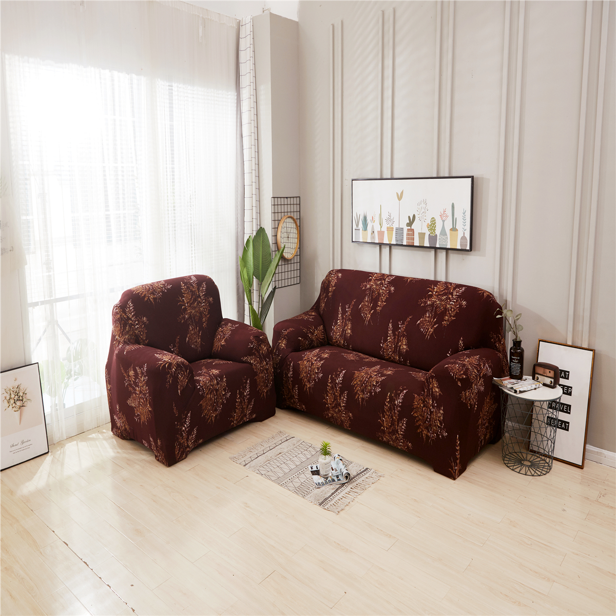 Slipcovers 1/2/3 Seater Stretch Fit Elastic Fabric Sofa Cover Couch