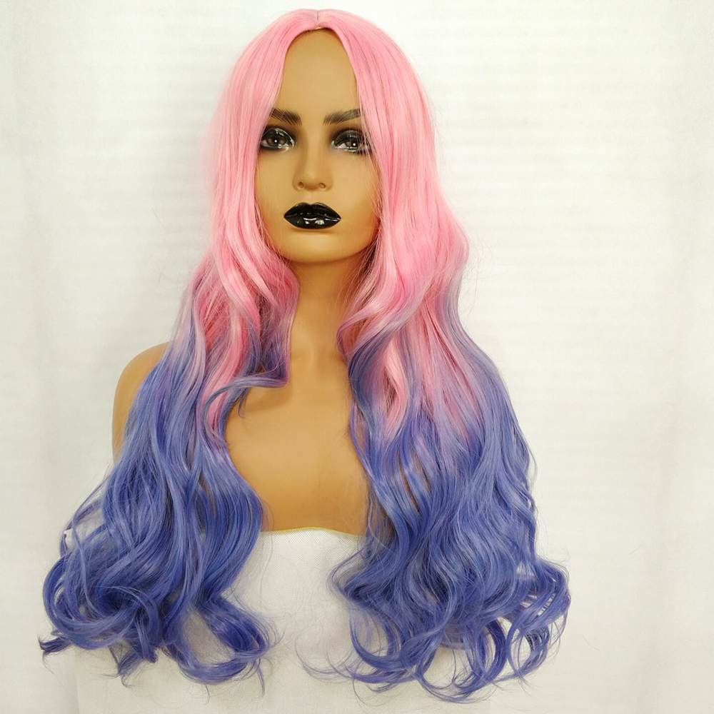 Women Long Curly Full Wavy Wigs Fancy Dress Synthetic Hair Cosplay Pop