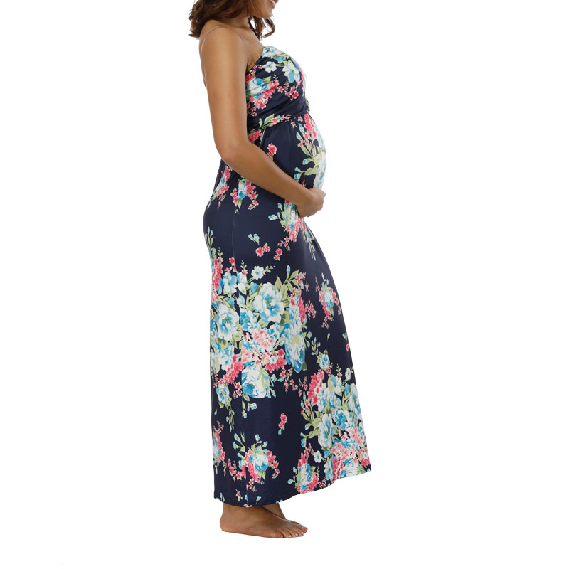 Summer Maternity Women Floral Print Bandeau Pregnancy Formal Casual ...