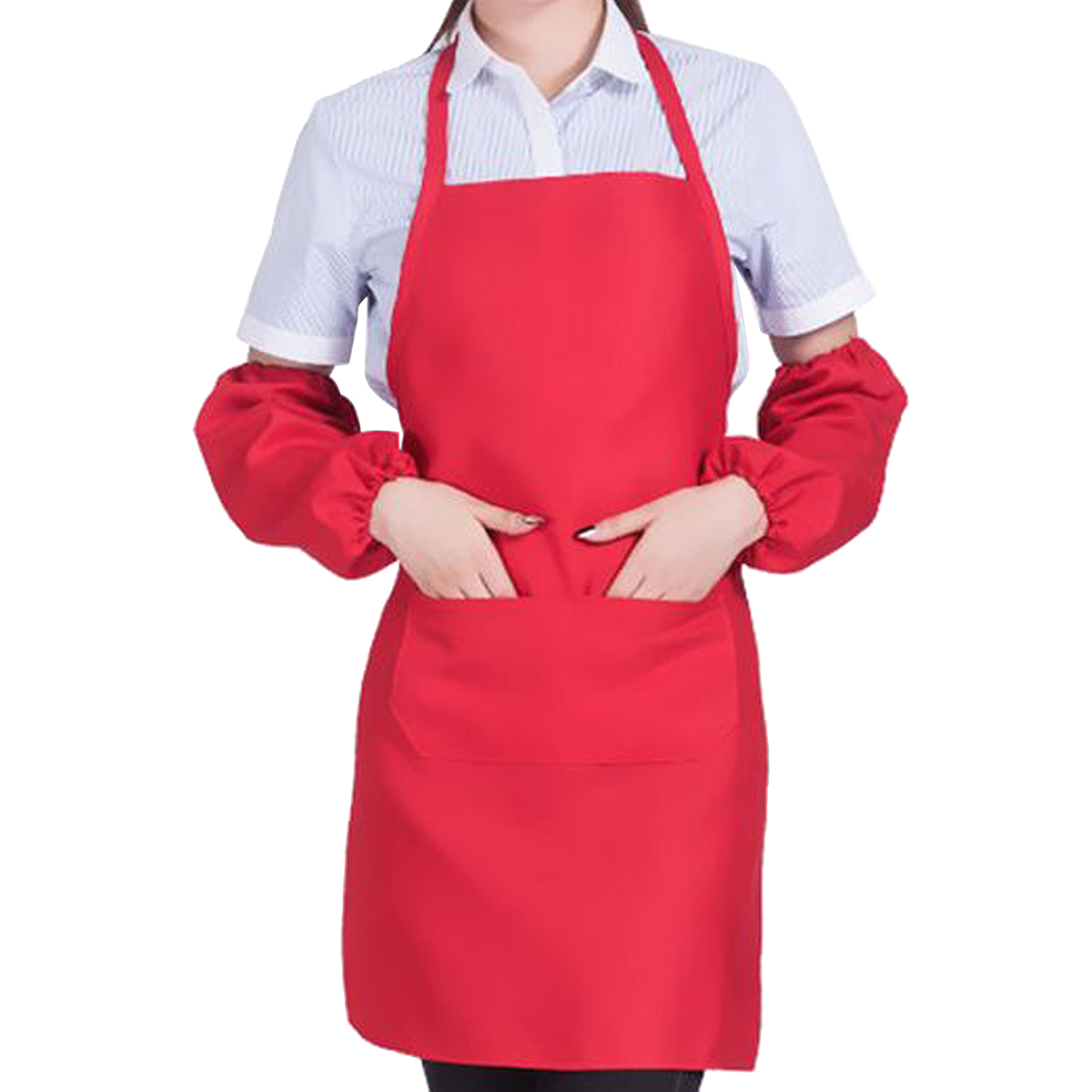Prevently unisex lavoro grembiule da cucina da adulti con doppia doppia tasca per da cucina Tinta unita cottura grembiule