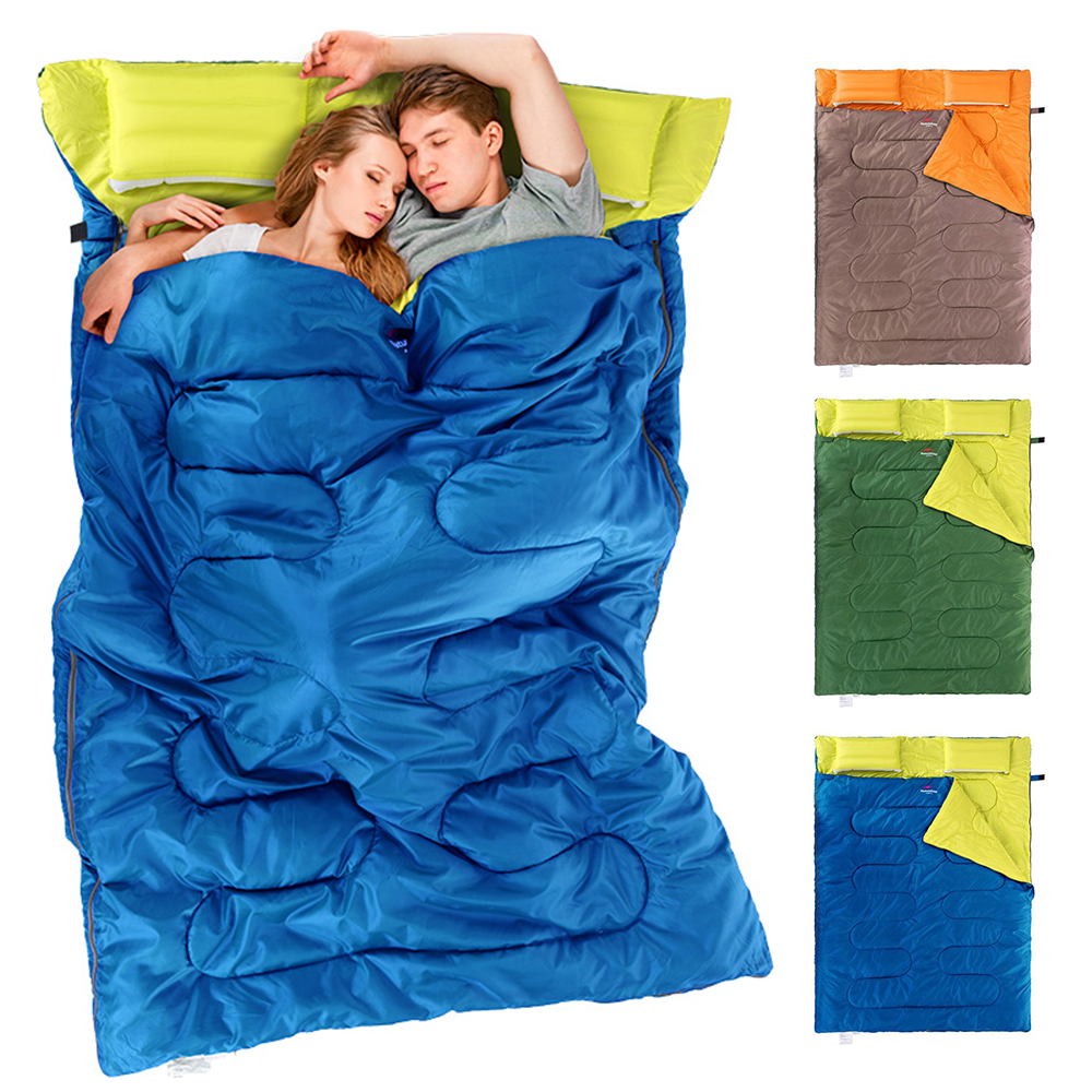 Cold Weather Sleeping Bag 2 Person Double Outdoor Camping Hiking With Pillow 