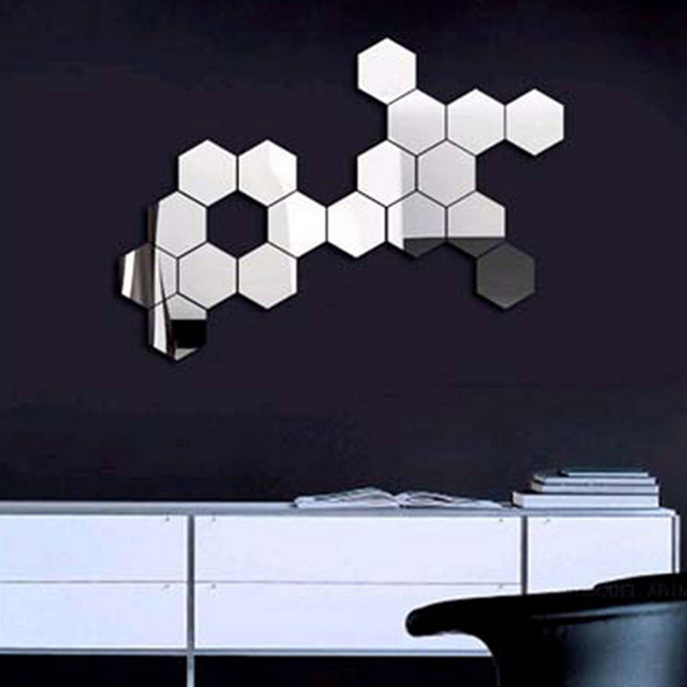 12pcs Modern 3D Mirror Geometric Hexagon Home Acrylic Wall Sticker Decor Ar ON3 