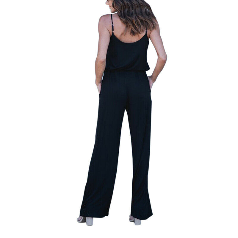 Women Summer Sleeveless Casual Jumpsuit Playsuit Wide Leg Rompers Pants Trousers Ebay 8929