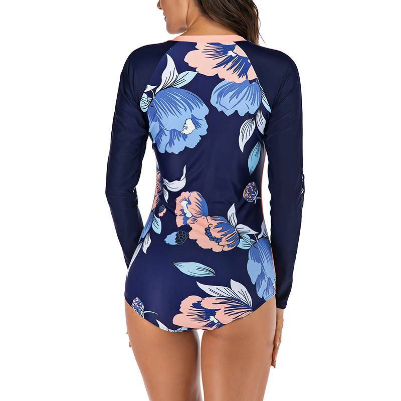 Women Surfing Swimsuit Long Sleeve Swimwear Rash Guard One Piece Uv