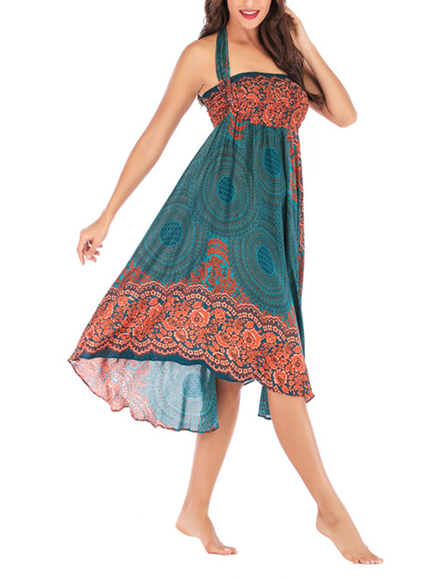 Women BOHO Two Style Wear Floral Gypsy Long Maxi Full Skirt Dress ... Gypsy Boho Dress