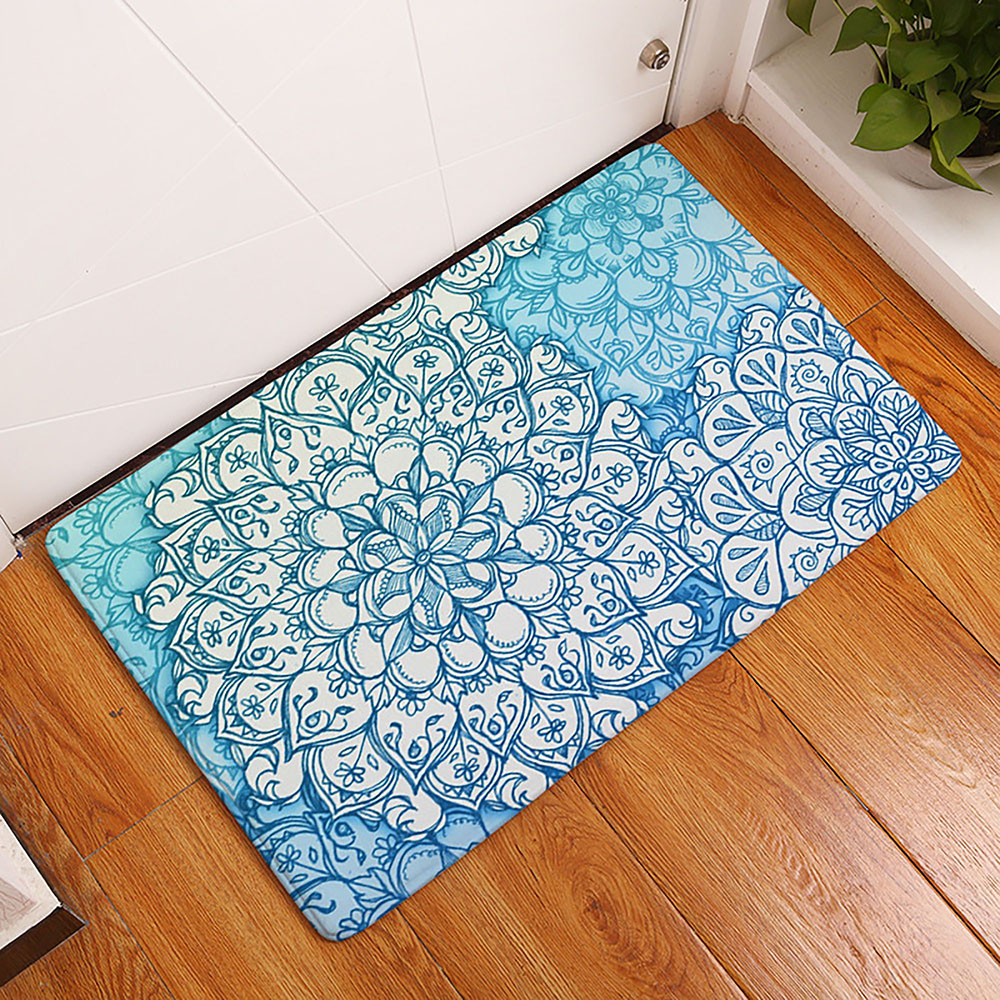 Green Leaves Welcome Doormat Rugs Flanne Anti-slip Floor Mats Carpets 40x60cm 