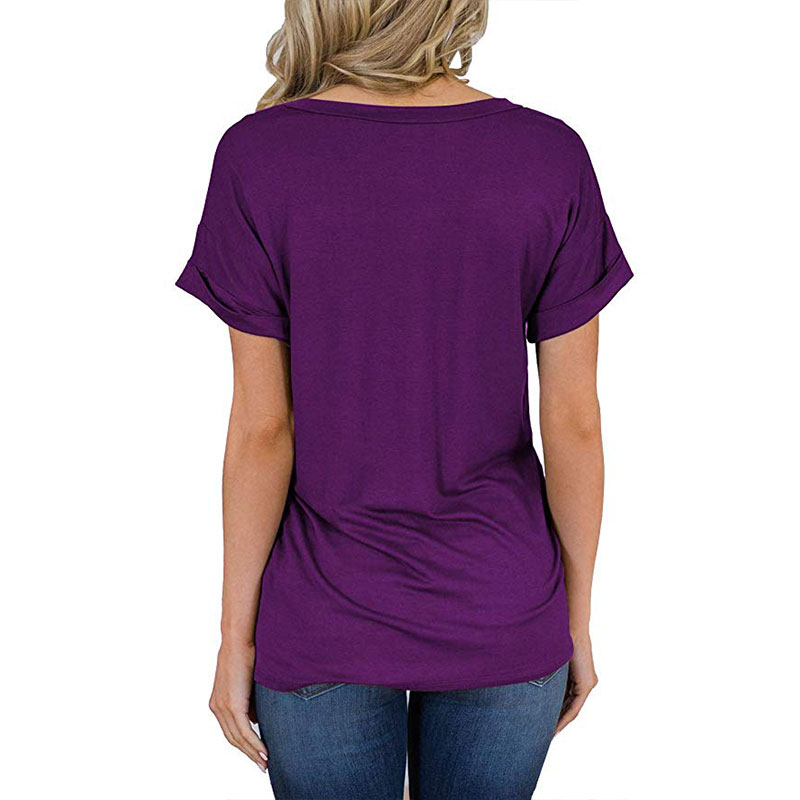 Lolmot Women Fashion Printed Casual V-Neck Short Sleeve Loose T-Shirt Blouse  Tops 