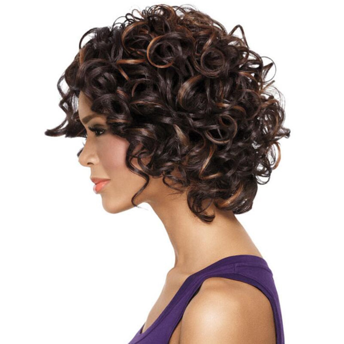 US Women Short Black Curly Wigs For Women African Lady
