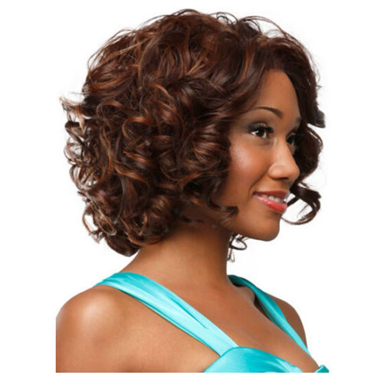 US Women Short Black Curly Wigs For Women African Lady Afro Full Curly