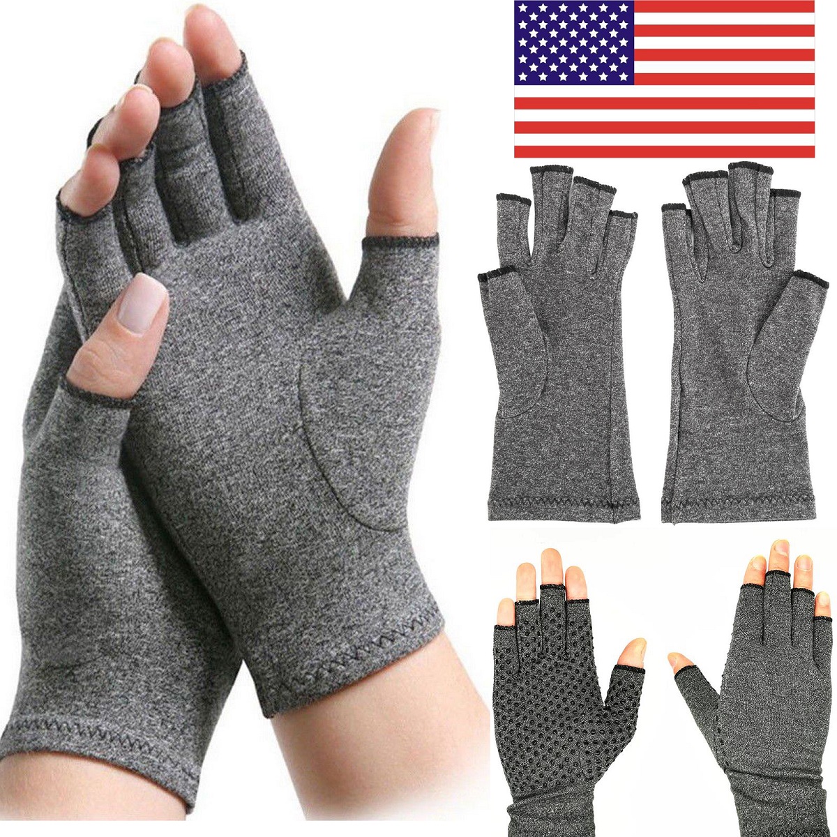 Copper Compression Gloves Carpal Tunnel Hand Finger Arthritis Joint