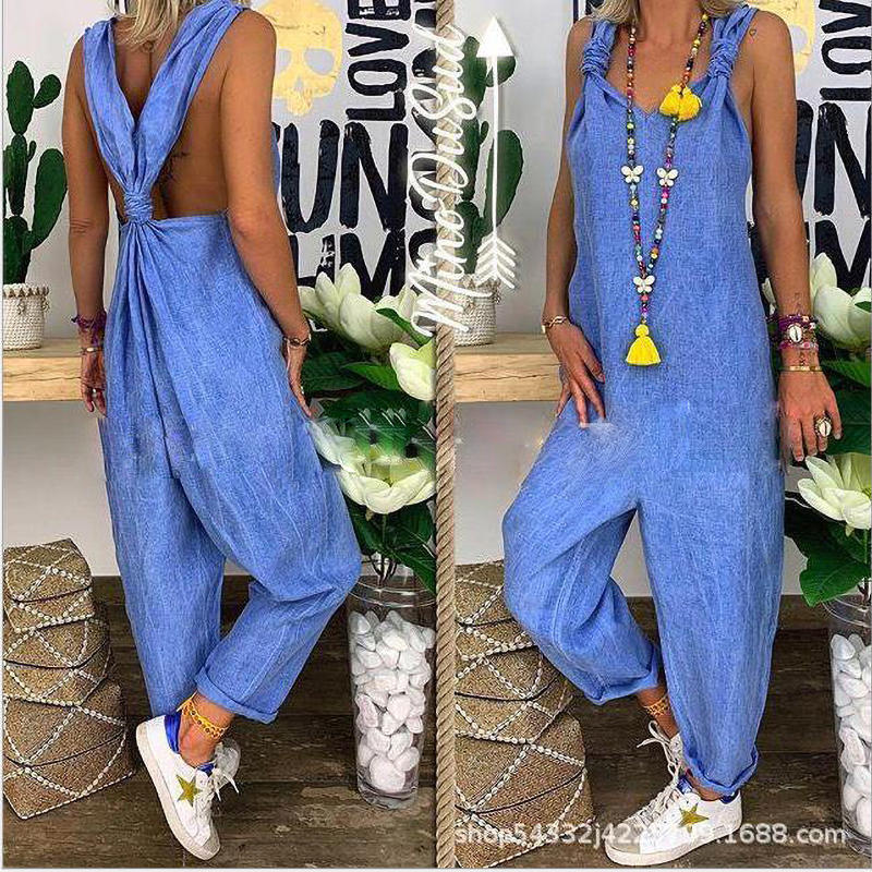 S-5XL Women Casual Loose Jumpsuit Fashion Dungarees Playsuit Trousers ...