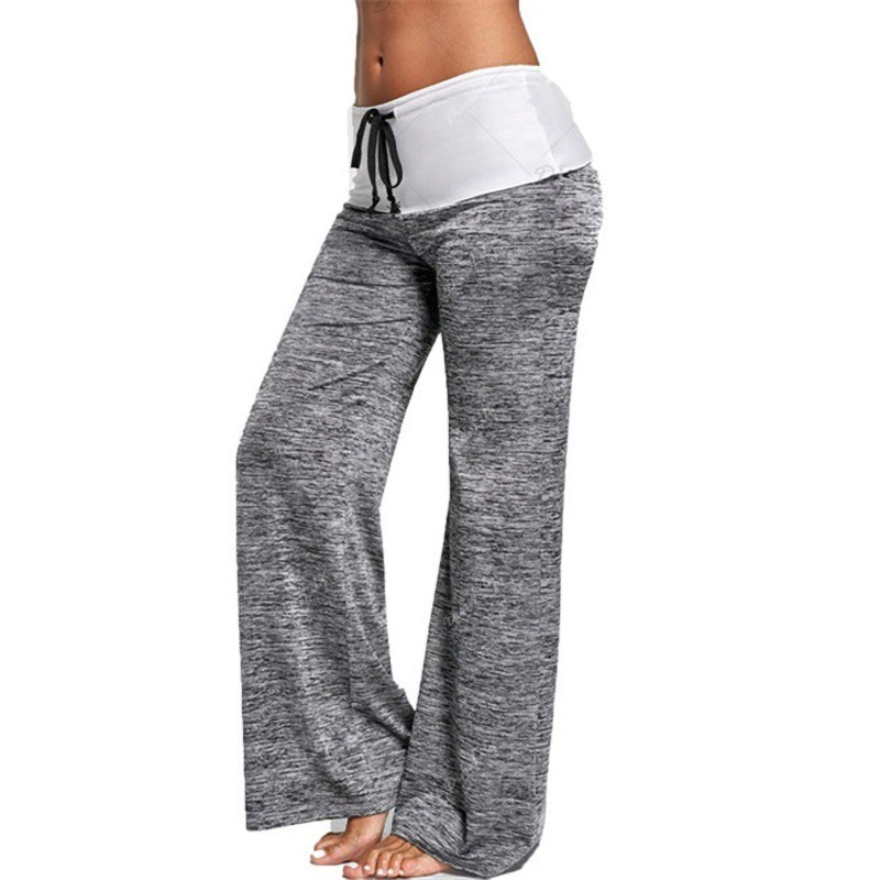 Women Yoga Lounge Drawstring Sports Pants Casual Loose Long Trousers ...
