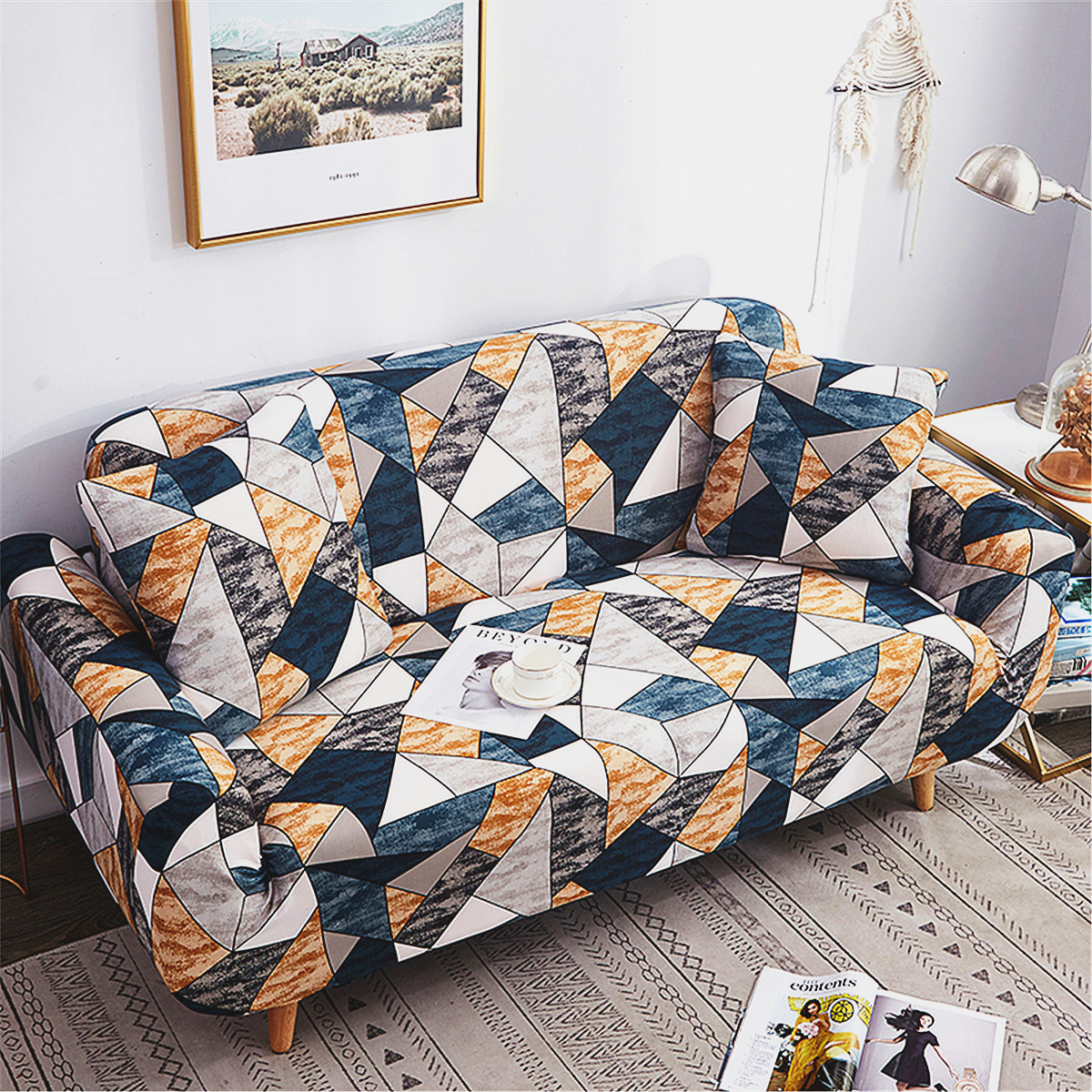 1234 Seater Printed Sofa Cover Polyester Stretch Couch Cover Slipcover