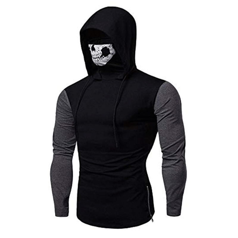 Fashion Men Mouth Cover Slim Fit Hoodie 