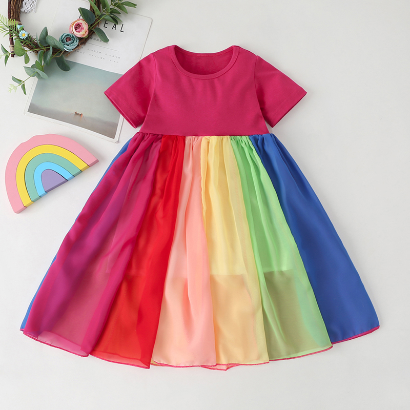 Kids Baby Rainbow Girls Princess Dress Wedding Bridesmaid Birthday ...