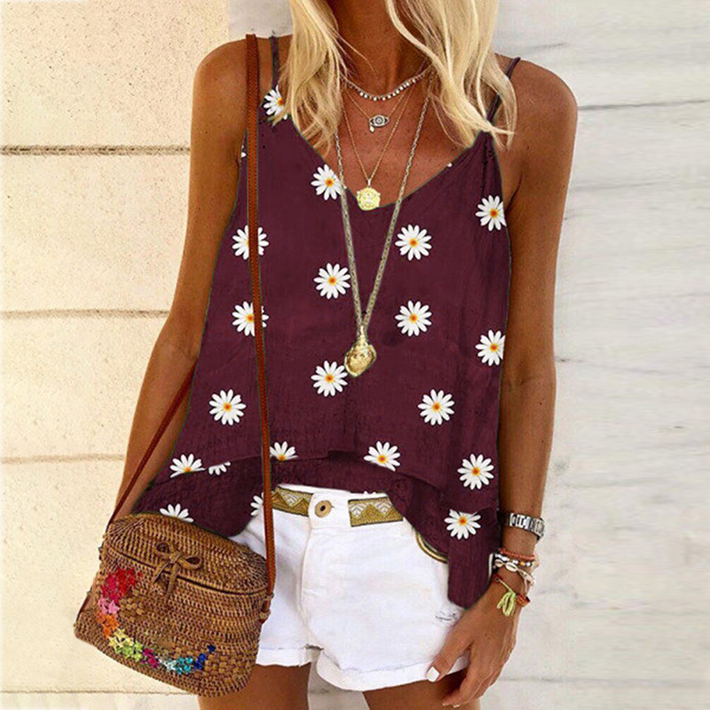 Claret ♥ Daisy Flower Printed Tops