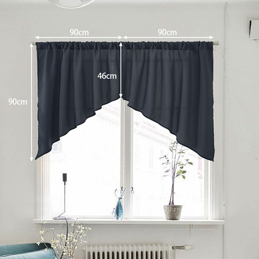 2x Solid Triangle Window Half Short Curtains Swag Kitchen Bedroom Bathroom Decor Ebay